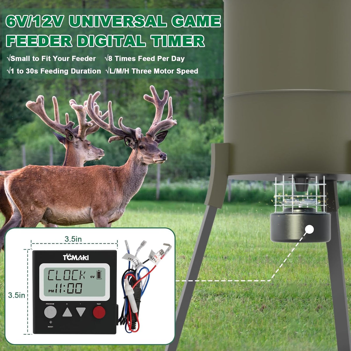 Game Feeder Digital Timer 6V/12V Kit for 8 Feed Time