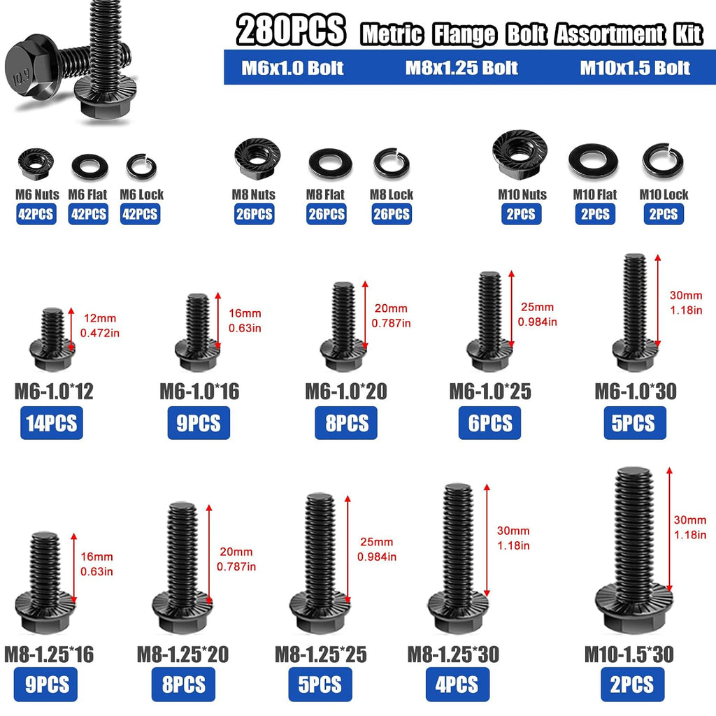 3160PCS Metric Flange Bolt Assortment Kit,Nuts and Bolts Assortment Kit M2 M3 M4 M5 M6x1.0 M8x1.25 M10x1.5