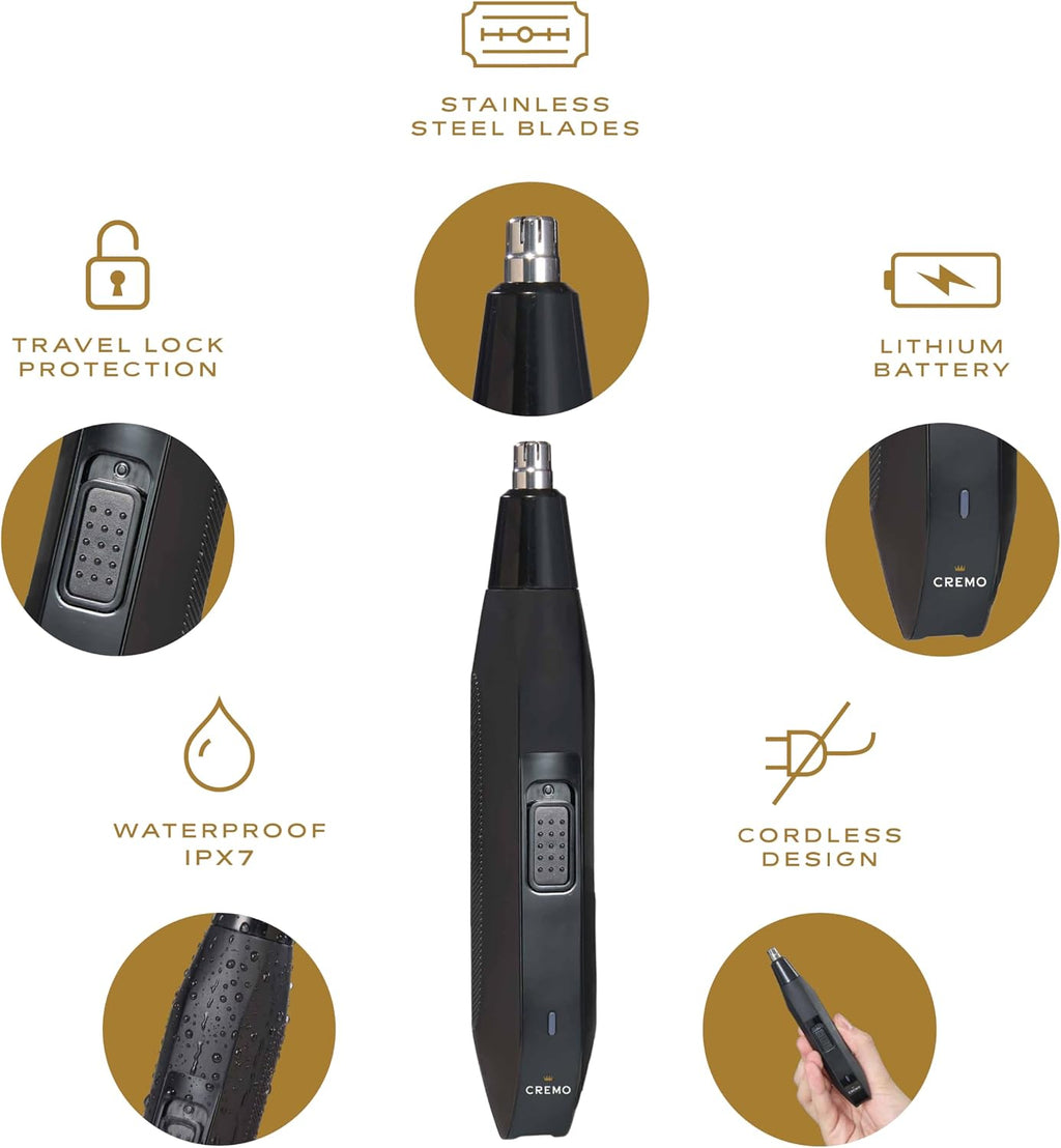 Nose & Ear Hair Trimmer for Men, USB-C Cordless Eyebrow Trimmer | Rotary stainless steel blades for nose, ear &