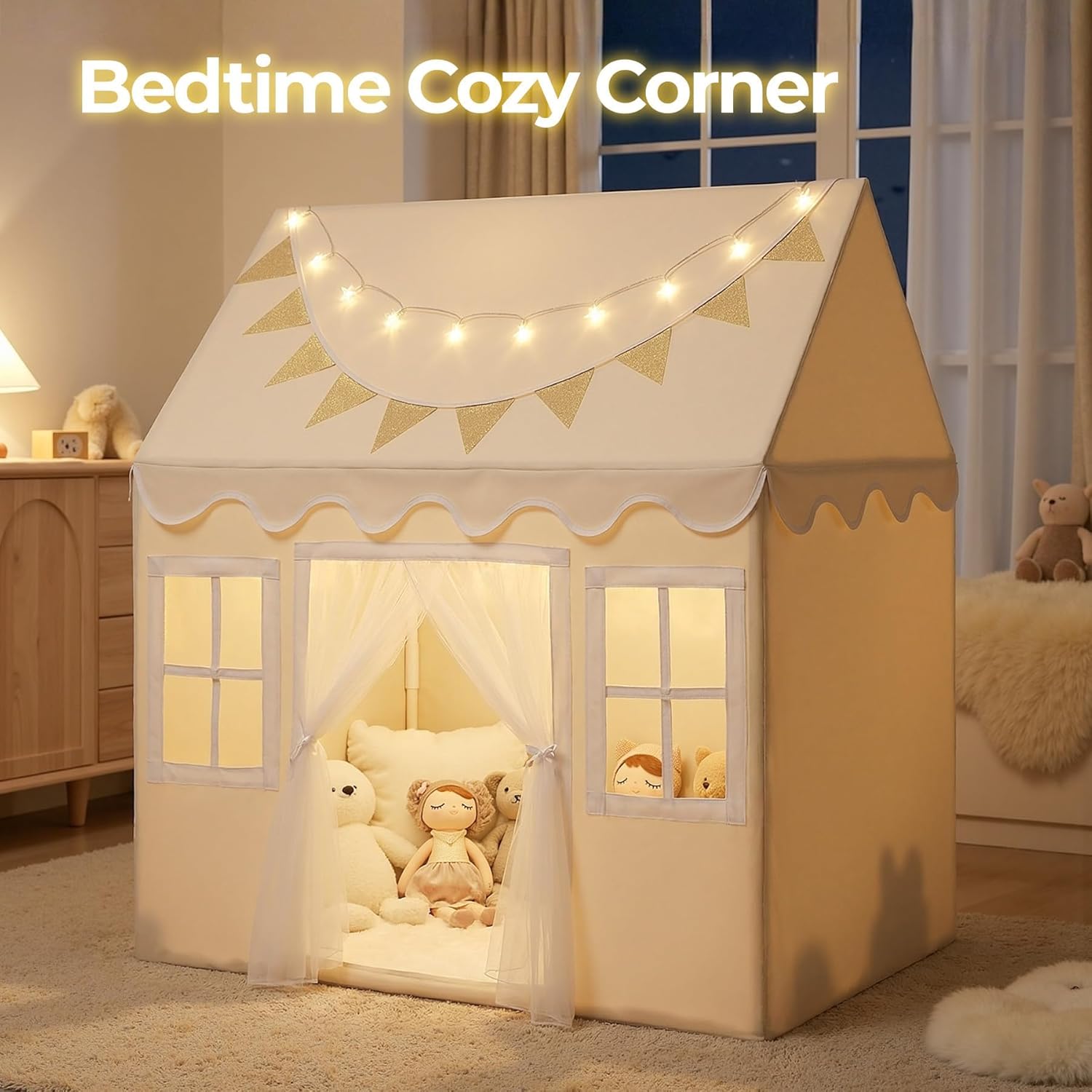 Kids Play Tent with Mat Princess Playhouse for Boy Girls, Toddler Tent Indoor for Kid Birthday Gift Toy, Play House
