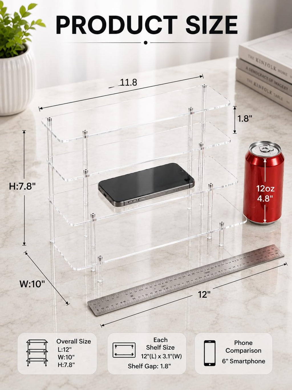 4 Tier Acrylic Display Riser Stand, Clear Perfume Organizer, Cupcake Stand | Ture 4-Tier Dessert Display for Party