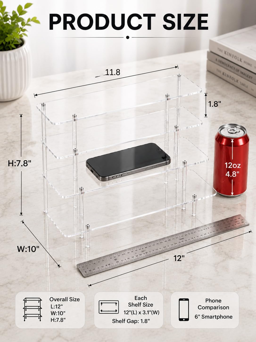 4 Tier Acrylic Display Riser Stand, Clear Perfume Organizer, Cupcake Stand | Ture 4-Tier Dessert Display for Party