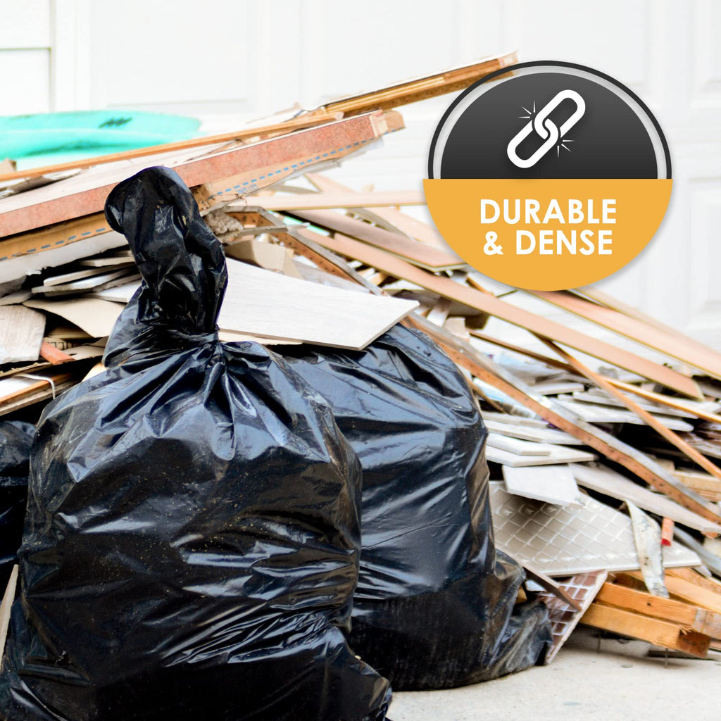 Heavy Duty 42-Gallon Contractor Trash Bags,Tear Resistant,Black,10 Ct