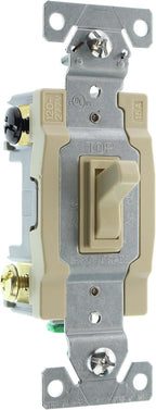 Hubbell RS415IZ Spec Grade Toggle Switch, 4-Way, Grounding, 15-Amp, 120/277-Volt, Ivory, (96-Pack)