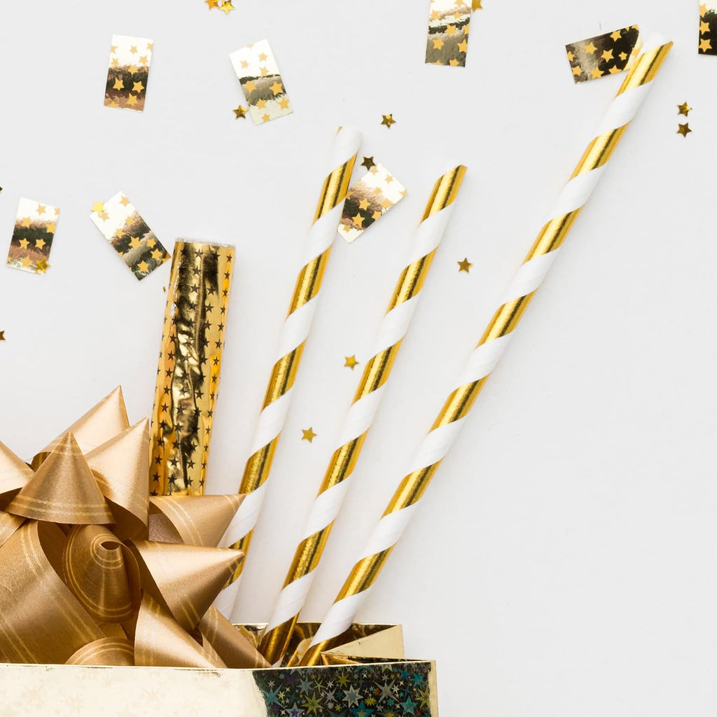100 Pack Gold Paper Straws