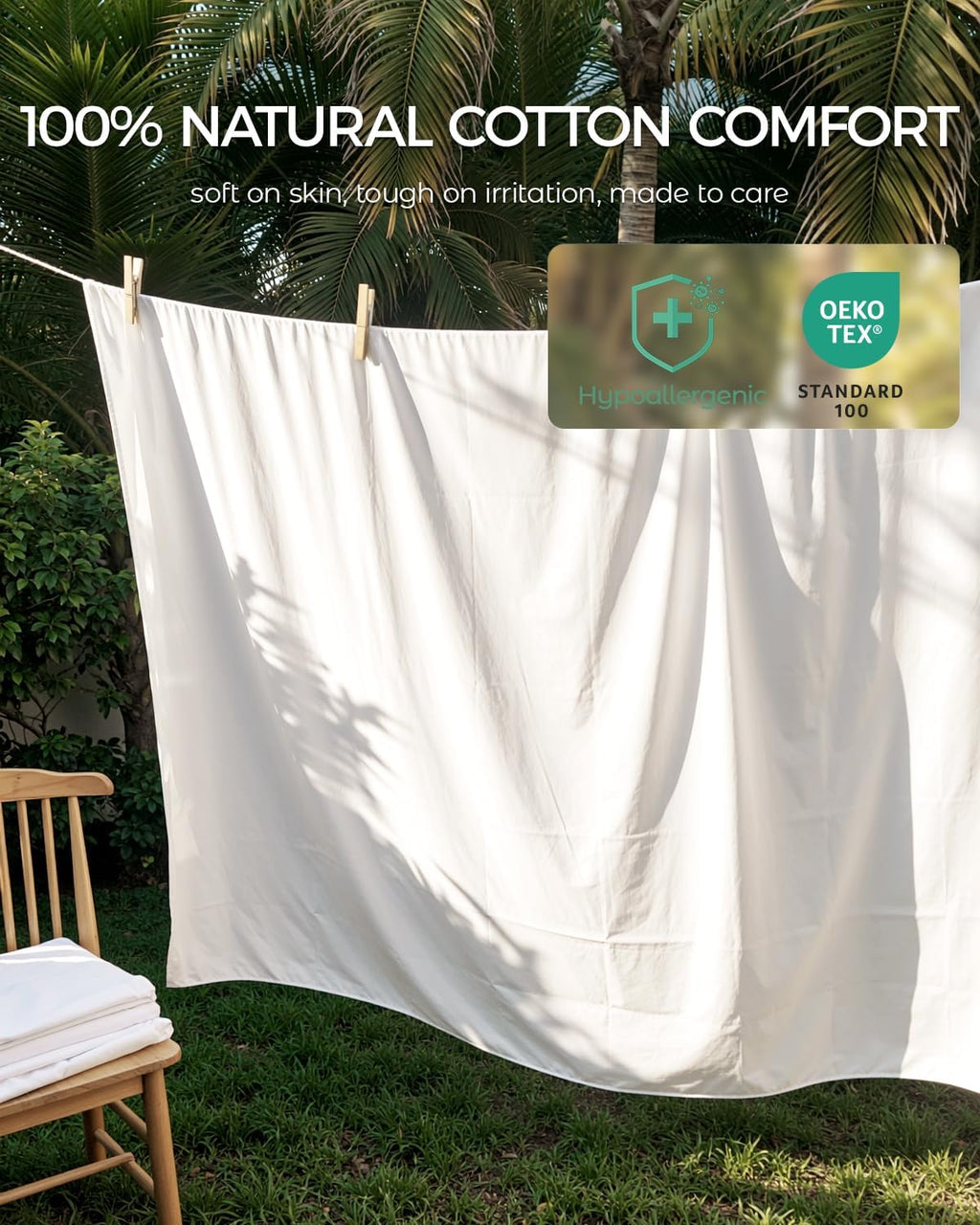 100% Cotton Mattress Encasement Bed Bug Dust Mite Cover, King 16 | Fits 80"×78"×16" King Mattress, Hypoallergenic