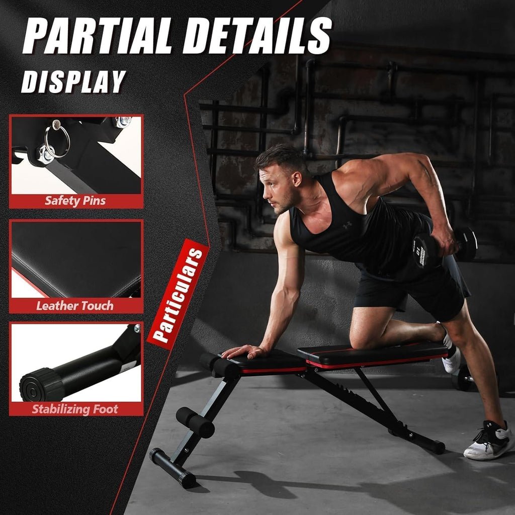 Weight Bench Press, Adjustable Workout Bench, Foldable Strength Bench | 8 Levels Adjustable, 880LBS Capacity Weight