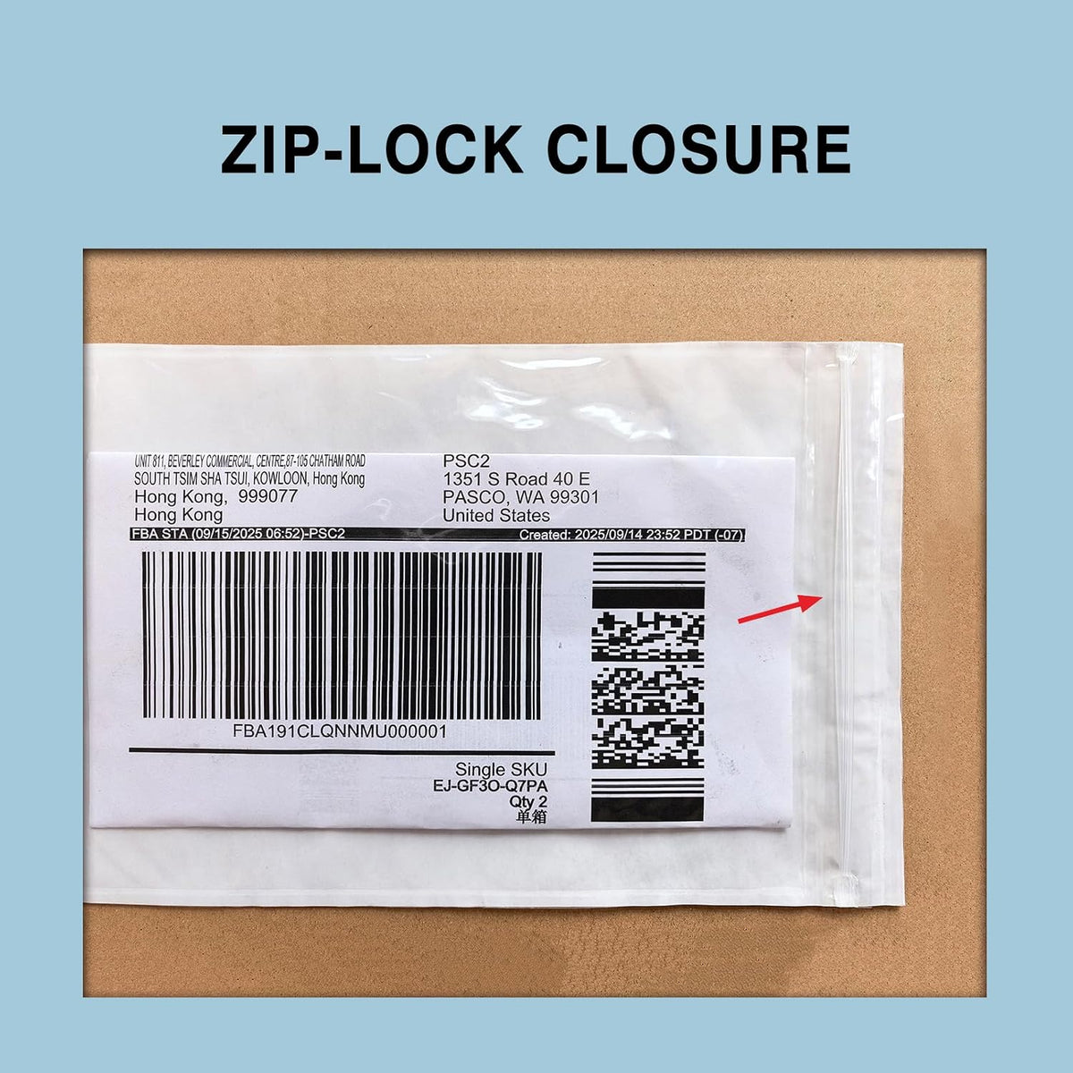 6.7'' x 10'' Zipper Closure Packing List Envelope, Packing List Mailing Envelopes, Resealable Adhesive Shipping