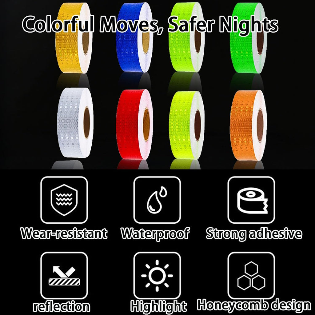 8 Rolls Reflective Tape Waterproof High-Visibility Reflective Stickers