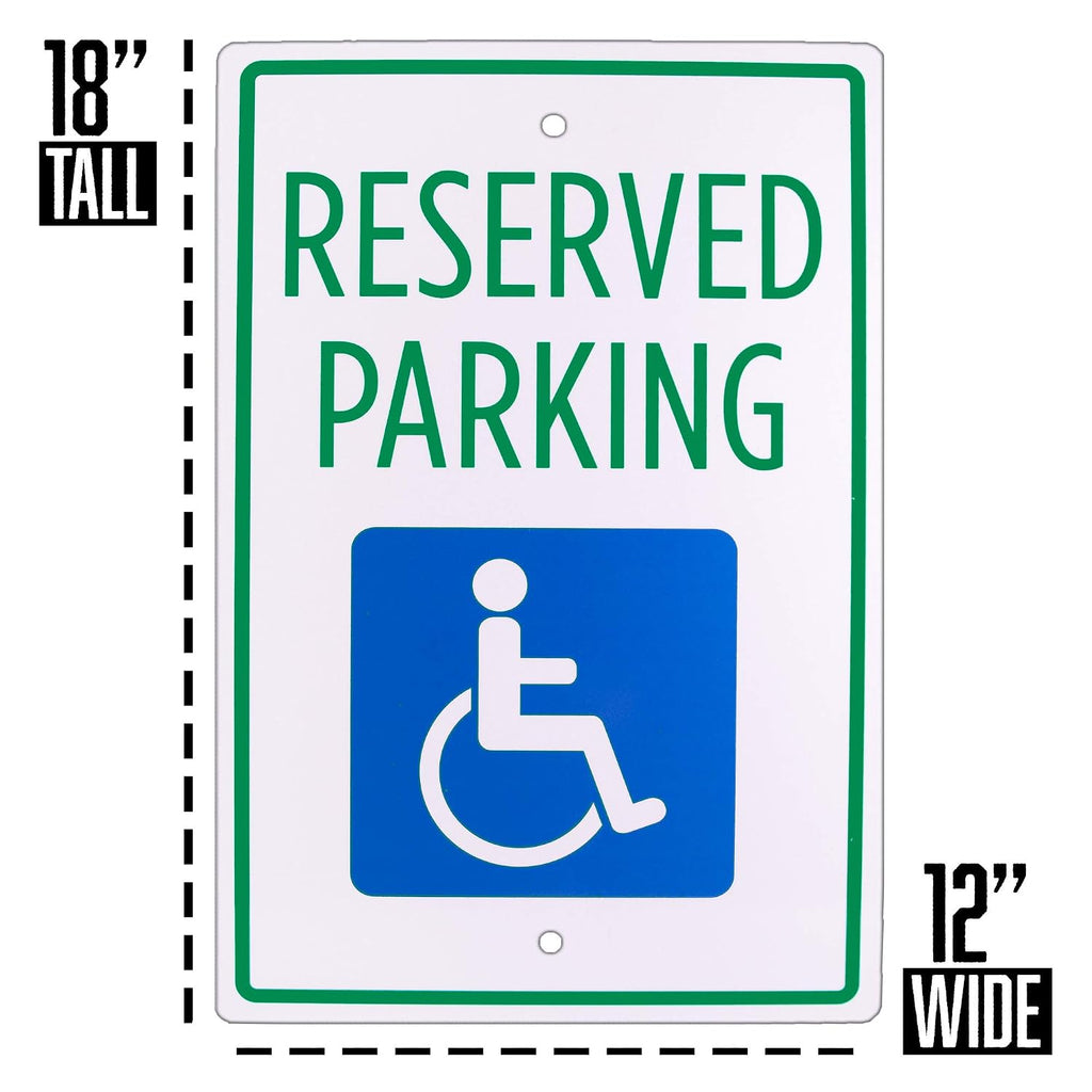 Handicap Parking Sign – 18" x 12" Aluminum Safety Warning Sign For Parking Lots, Private Driveways, & Businesses by