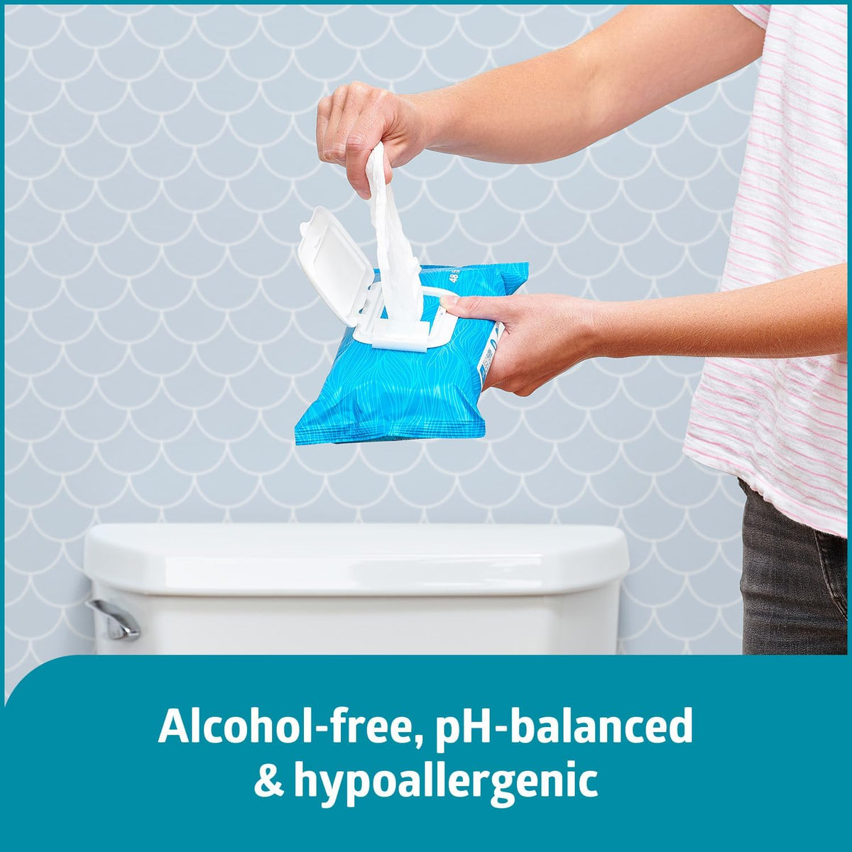 ReadyFlush SELECT Flushable Wipes, 576 Wipes (48 Wipes, 12 Packs), Unscented, Biodegradable Flushable Incontinence