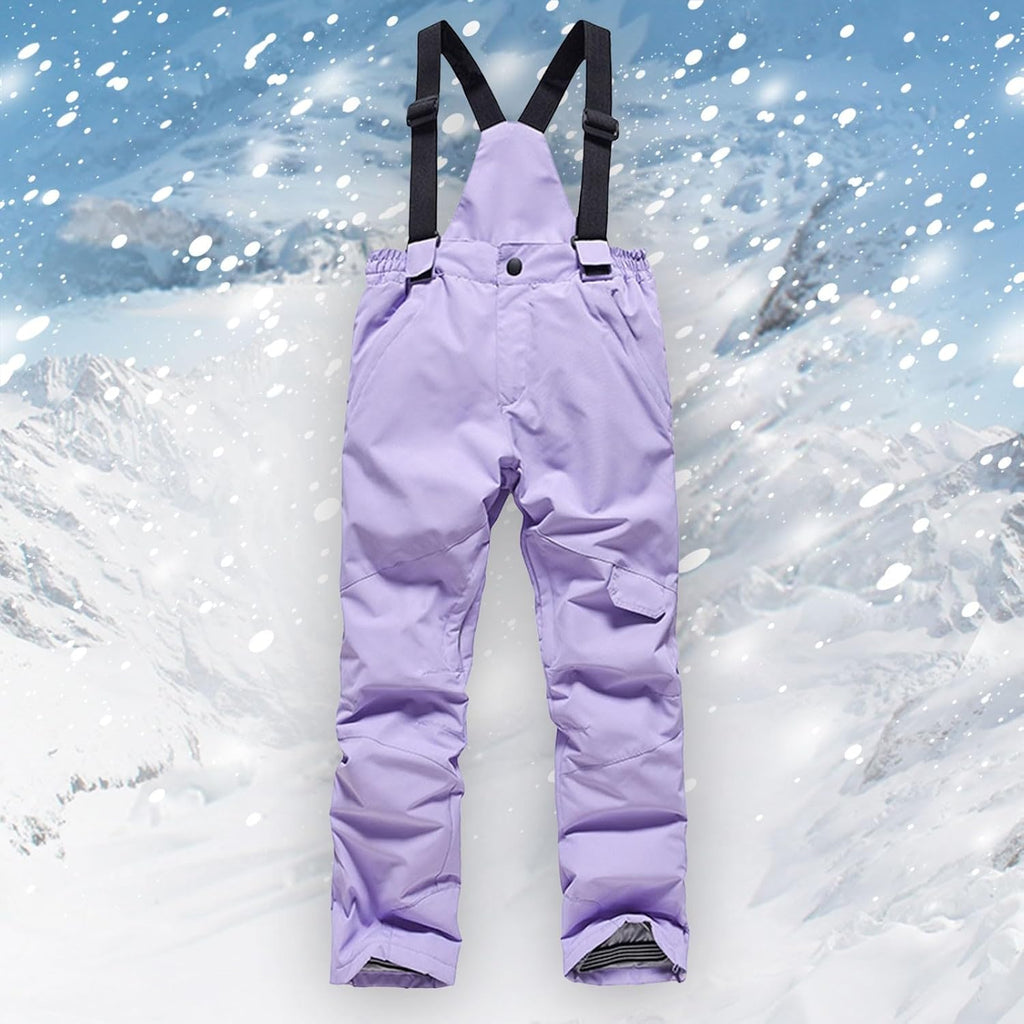 Kids Snow Bibs Waterproof Insulated Ski Pants Boys Girls Adjustable Strap Snowboard Overalls Winter Warm Snow Suit