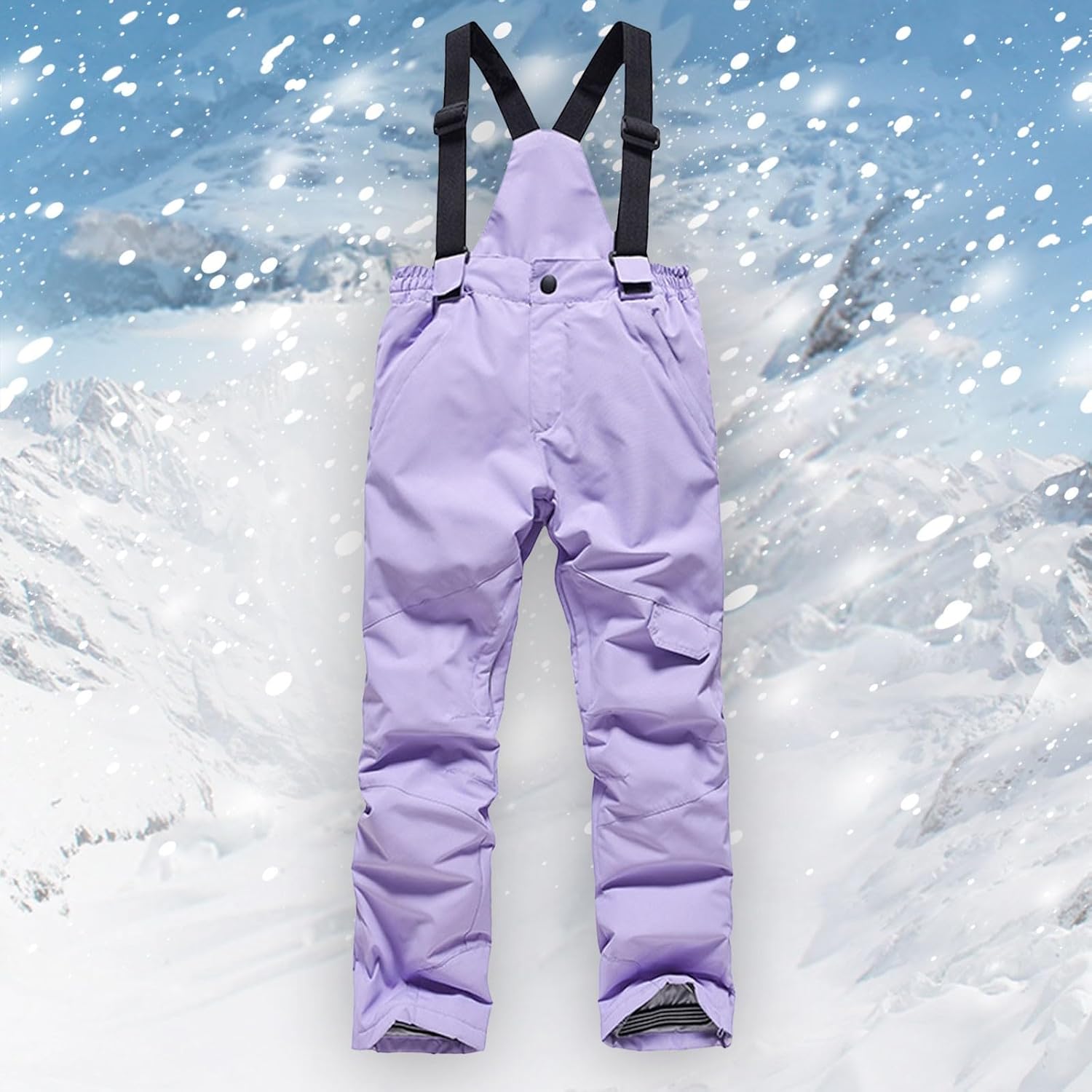 Kids Snow Bibs Waterproof Insulated Ski Pants Boys Girls Adjustable Strap Snowboard Overalls Winter Warm Snow Suit