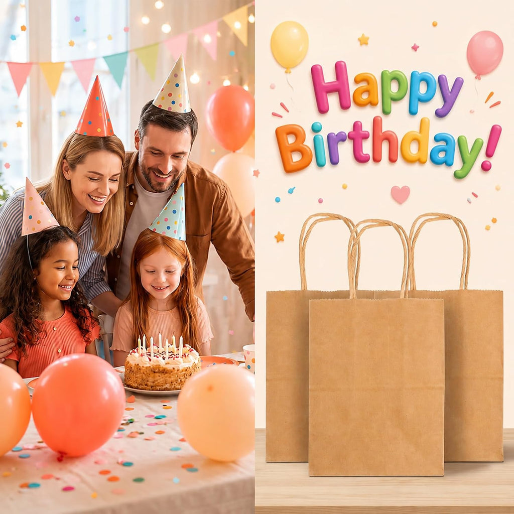 125 Pcs Small Paper Bags, 5x3x6 Inch Mini Gift Bags with Handle