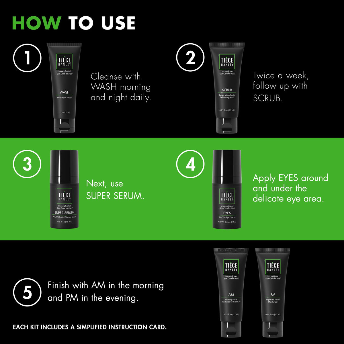 Anti-Aging Men's Skin Care Set, 30-Day, 6 Piece Kit