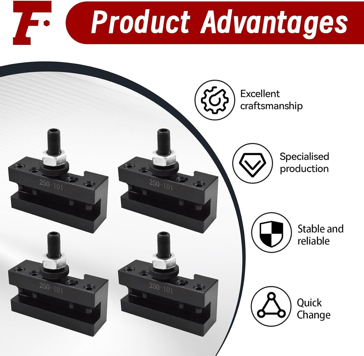 findmall AXA 4Pcs #1 Quick Change 250-101 Tool Post, Turning Facing Holder