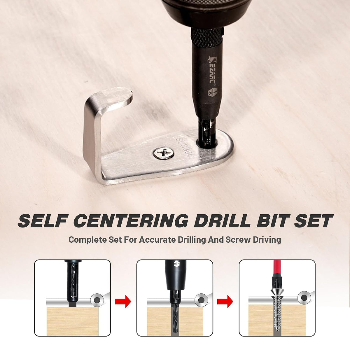 EZARC Self Centering Drill Bit Set, 14PCS for Cabinet Hinges and Doors