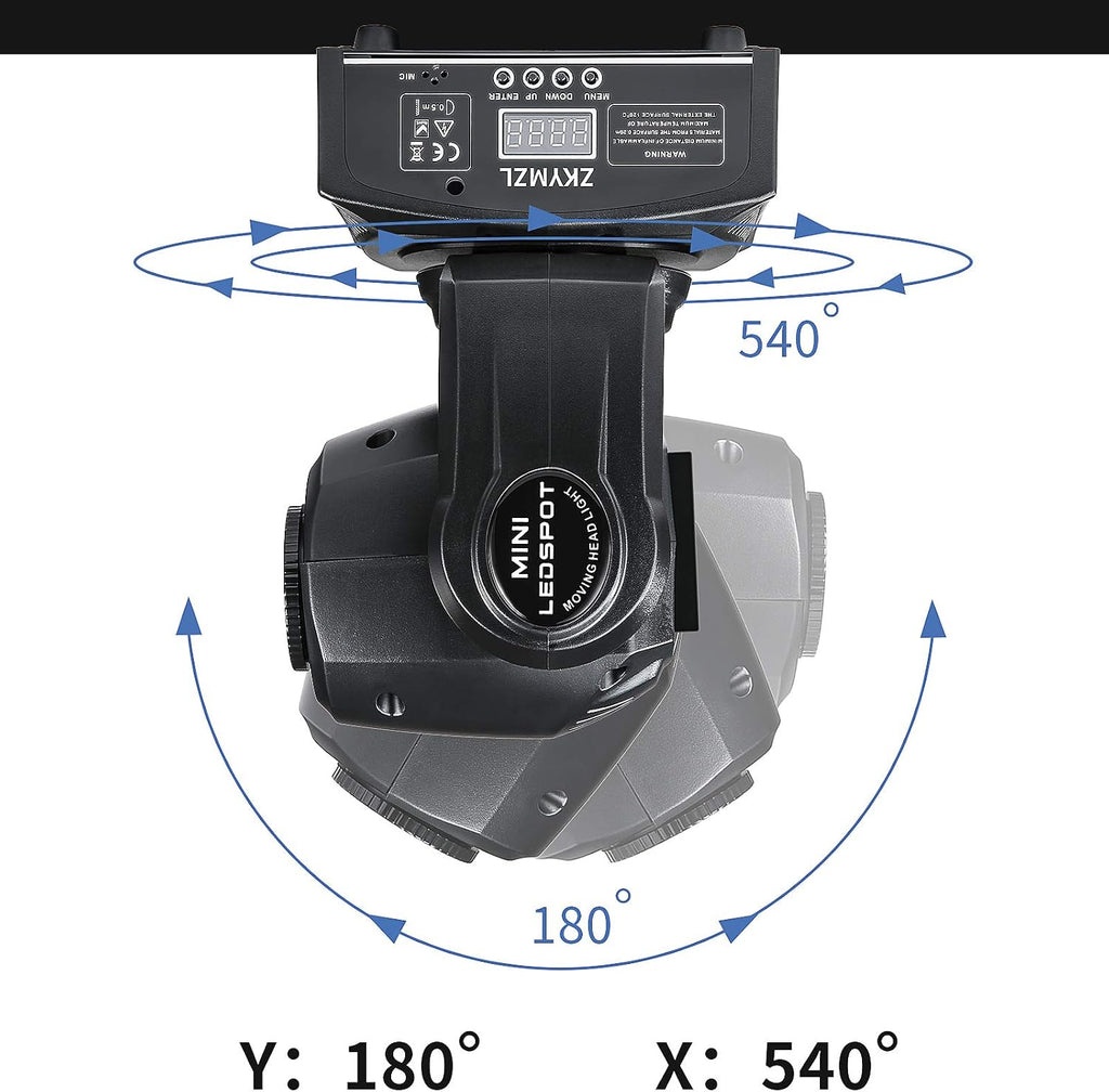 30W LED Moving Head DJ Lights DMX512 GOBO Spotlight with 8 Colors + Color-Split Effect 8 Rotating Patterns Compact