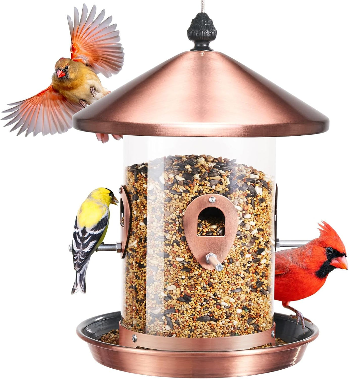 Large Metal Bird Feeder for Outdoors Hanging, Tube Bird Feeders
