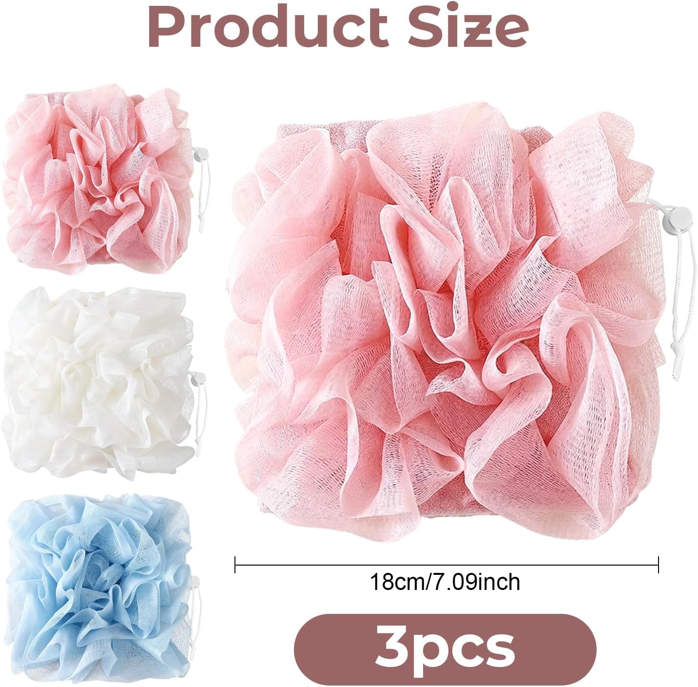 2 in 1 Loofah Sponges 3-Pack Dual-Sided Exfoliating Bath Sponges for Shower & Loofah Washcloth for Bar Soap Premium