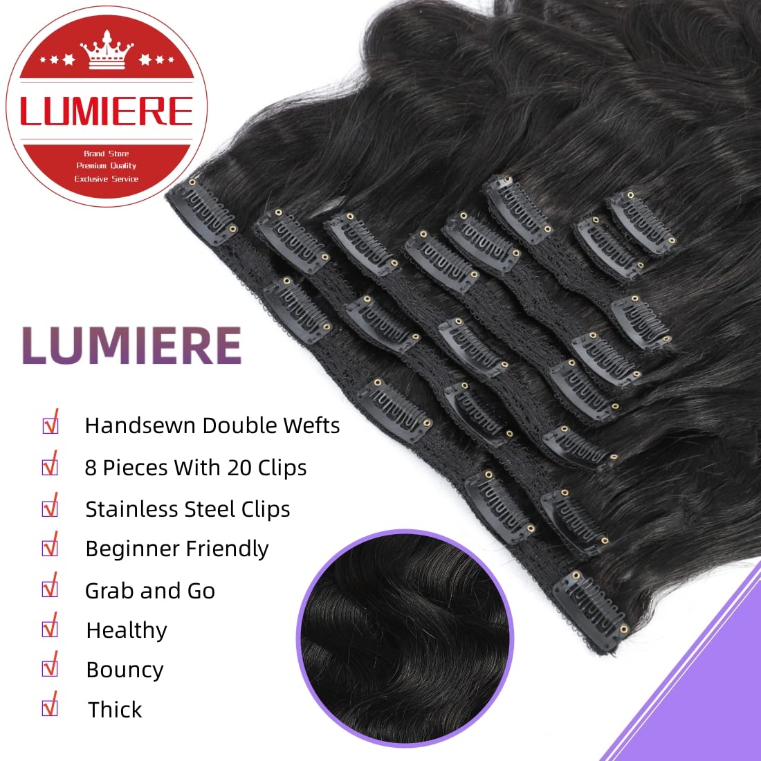 Clip In Hair Extensions Real Human Hair - 8Pcs With 20Clips 120G Body Wave Clip Ins Hair Extensions Unprocessed Grade