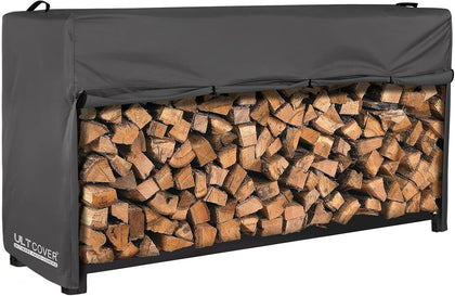 Waterproof Firewood Racks Cover 8 Feet Heavy Duty Outdoor Logs Holder Stand Cover, Black