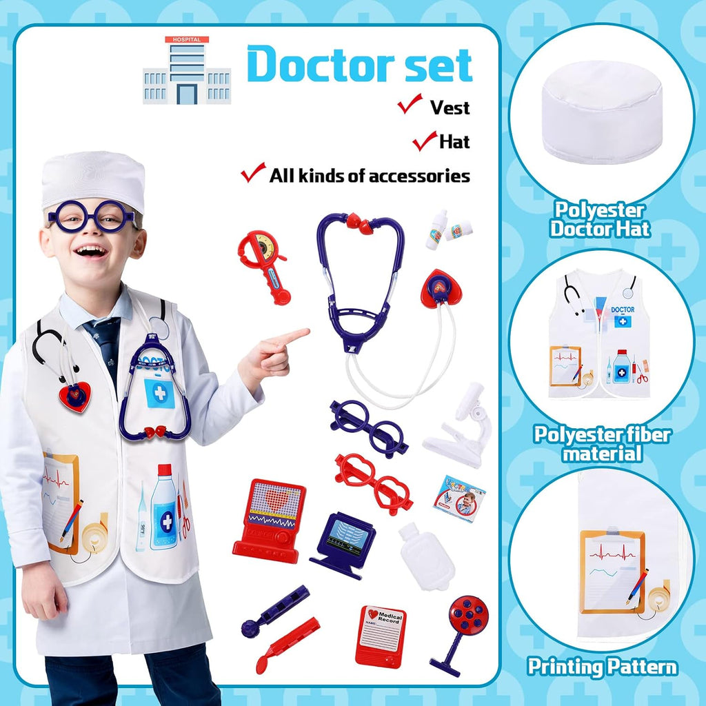 5 Sets Kids Dress up Costumes, Toddler Dress up Clothes for Boys Girls, Community Helpers Construction Worker Police