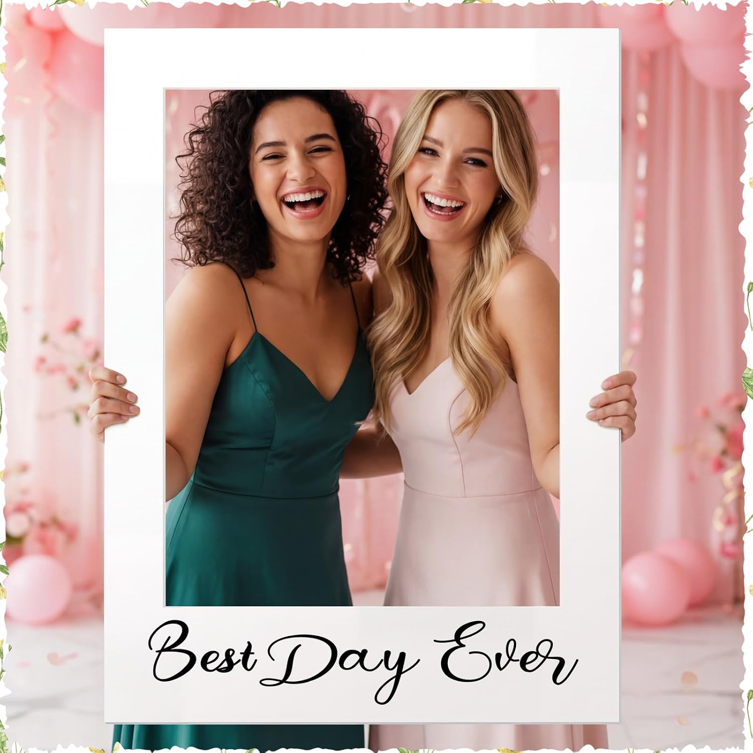 32 x 24 Inch Large Wedding Photo Booth Props Frame, Best Day Ever