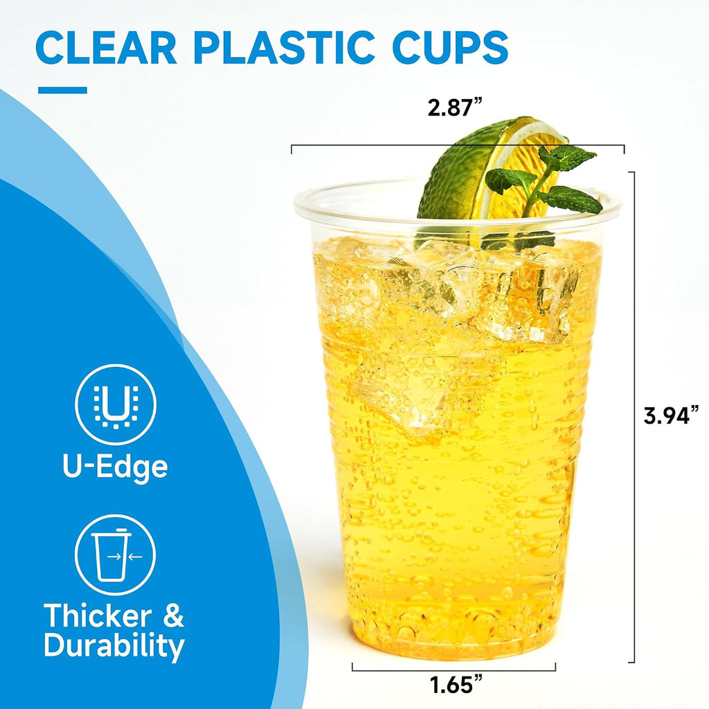 500 pack 9 oz Disposable Plastic Cups, Clear Plastic Cups Tumblers, Disposable Cups Bulk, Transparent for Wedding