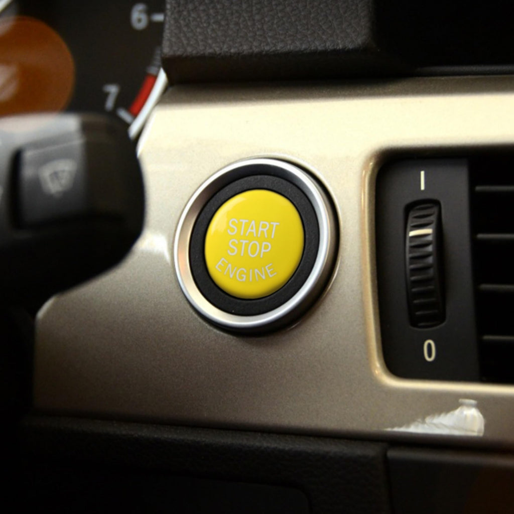 ABS Start Engine Button Stater Push Start Ignition Switch M Button Accessories Decoration Replacement Compatible with BMW (Yellow, E Chassis)