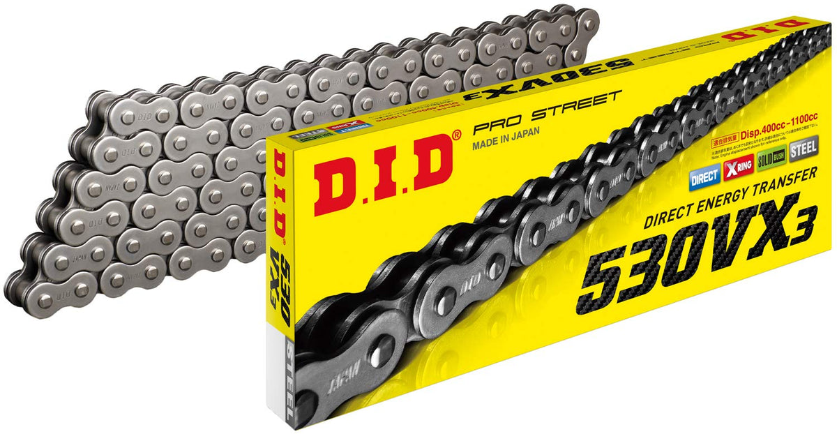 DID (530VX3X150ZB) Steel 150 Link High Performance VX Series X-Ring Chain with Connecting Link