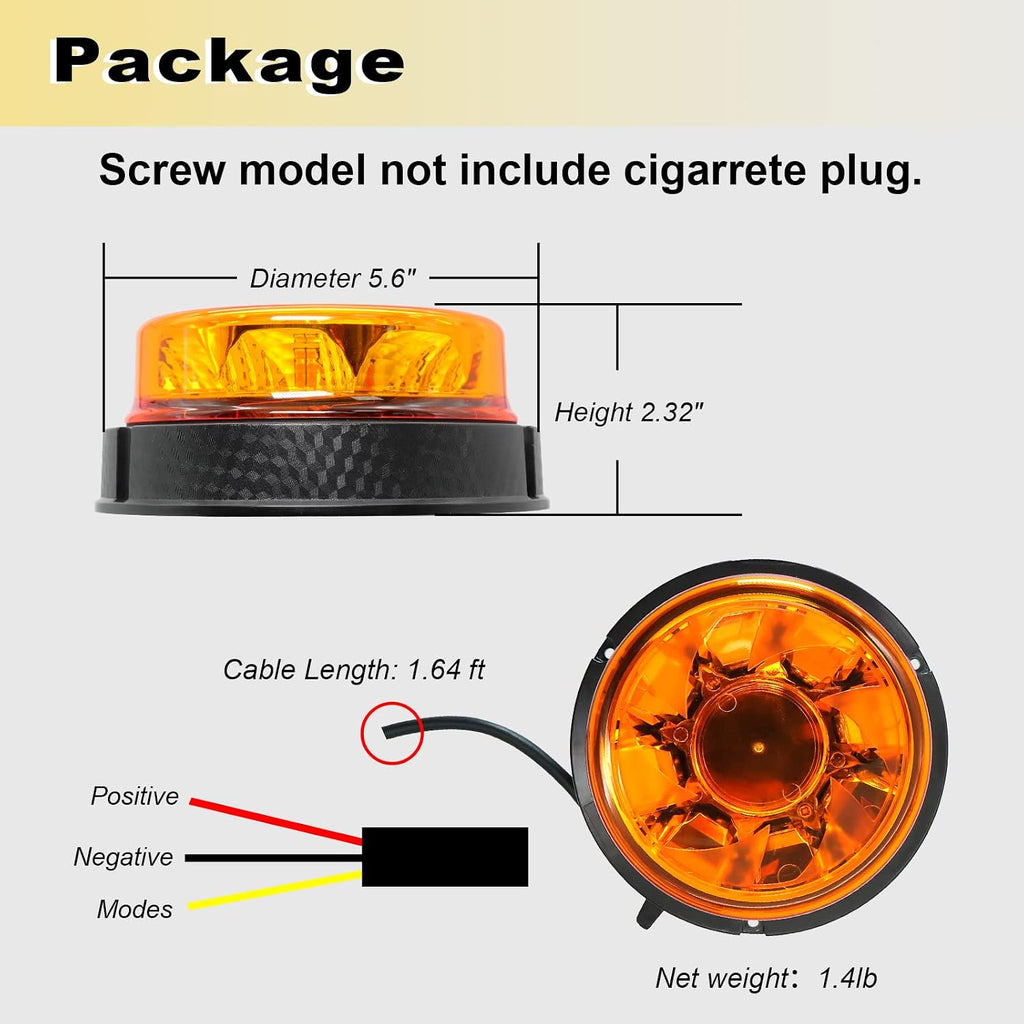 W47S w/Replaceable Lens Amber LED Beacon Lights, Emergency Strobe | Warning/Strobe Flashing