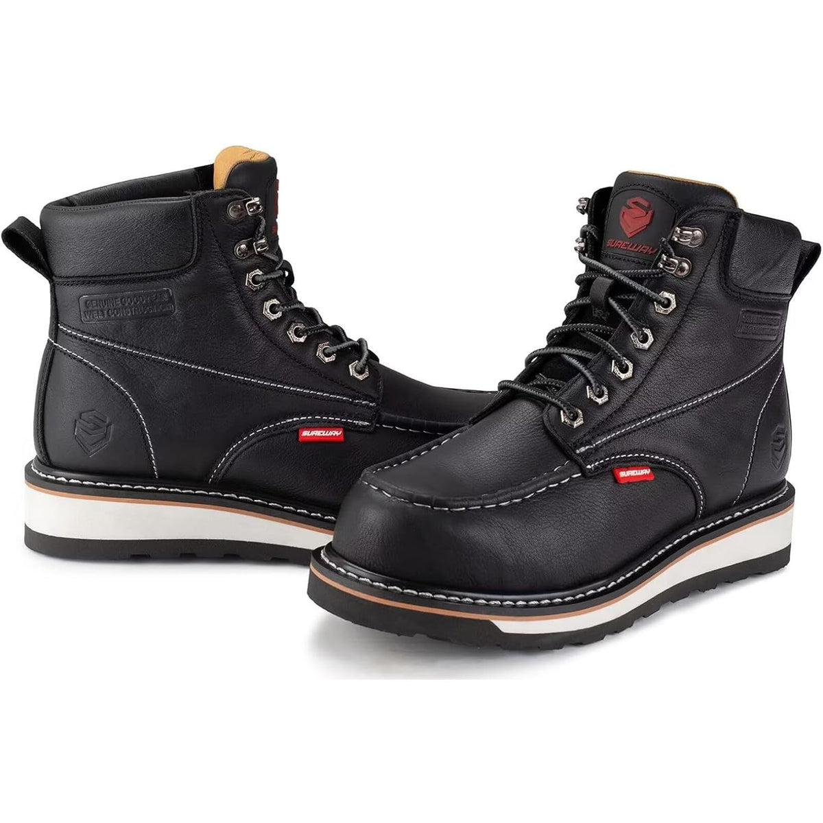 Mens Heavy Duty Wedge Moc Toe Work Boots Soft/Composite/Steel Toe