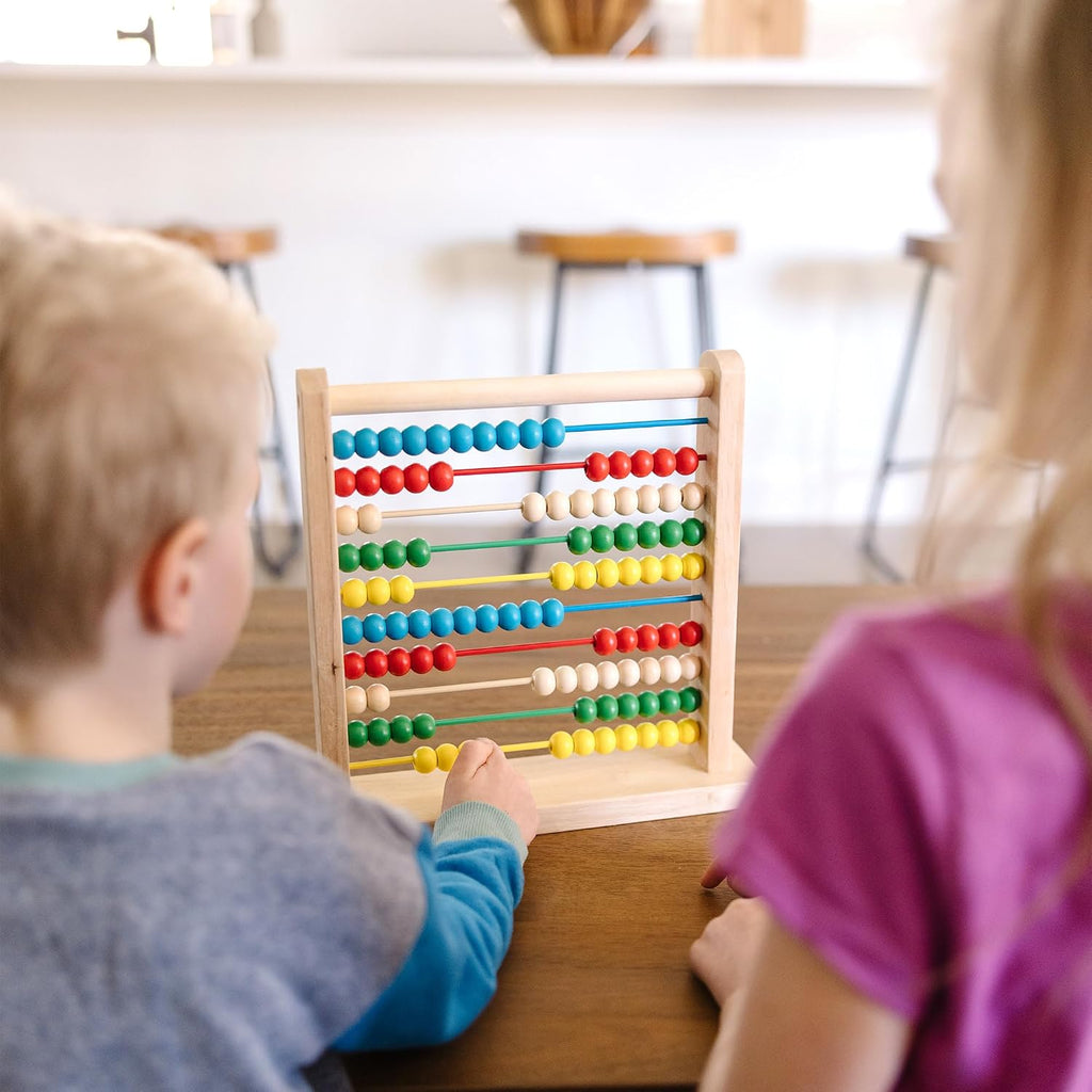 Melissa & Doug Abacus Classic Wooden Toy with 100 Beads - Preschool Learning Activities and Math Games for Kids