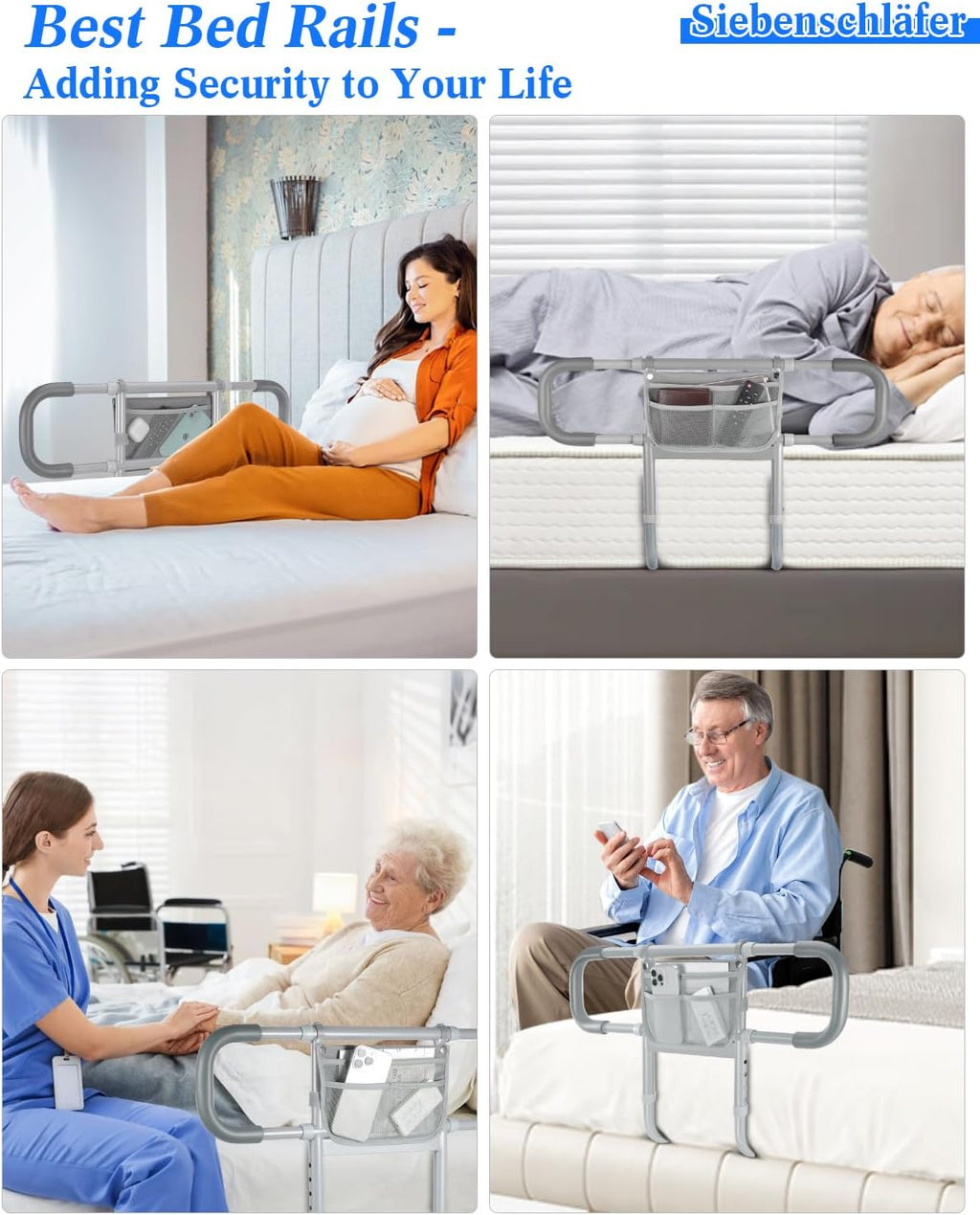 Bed Rails for Elderly Adults Safety, Extended Bed Assist Rail for Seniors - Adjustable Side Bed Guard Rails Handle