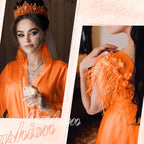 10 Yards Ostrich Feathers Trims 3-4 Inch Feathers Fringe, Orange