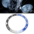 Ceramic Watch Bezel Insert Ring 38mm Black Blue White Characters