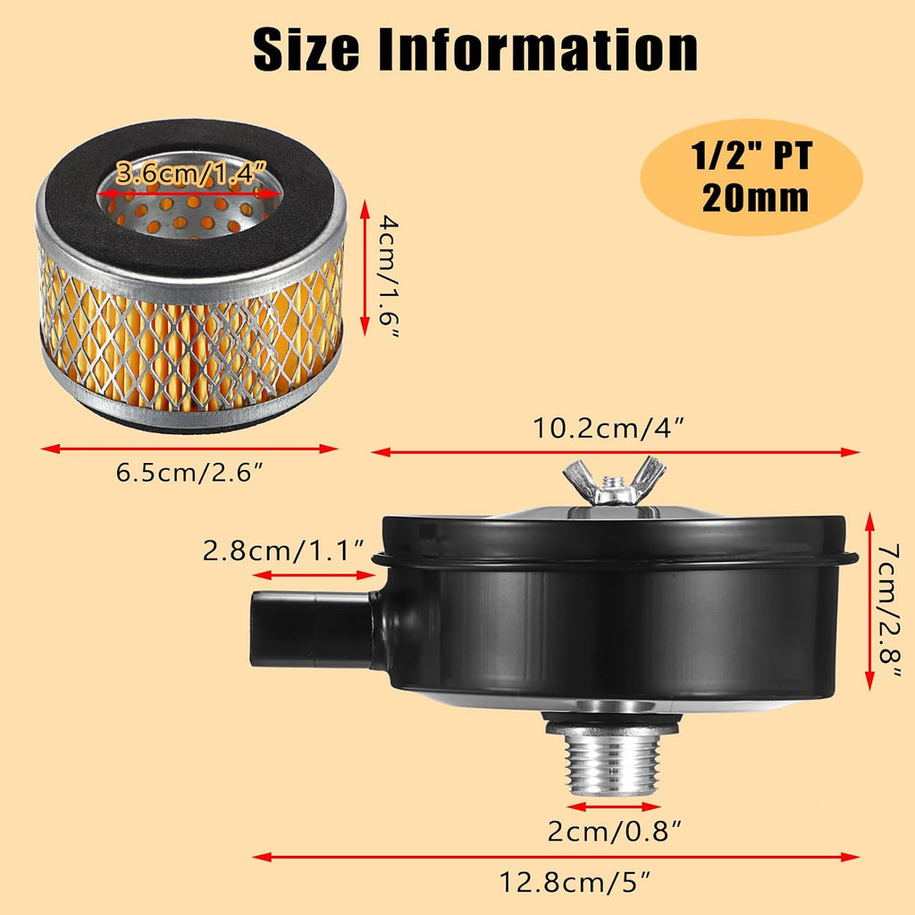 OwnMy 2 Set Air Compressor Silencer with 6 Air Compressor Intake Filters