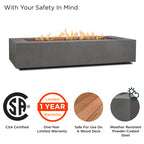 Aegean 70in Rectangle Fire Pit Table, Weathered Slate