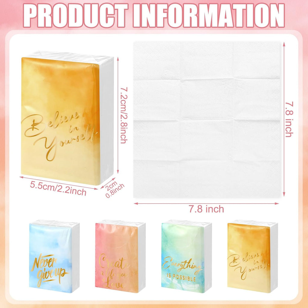 200 Packs Inspirational Pocket Tissue Travel Size Individual Facial Tissue Bulk Mini Pocket Paper 3 Ply for Family