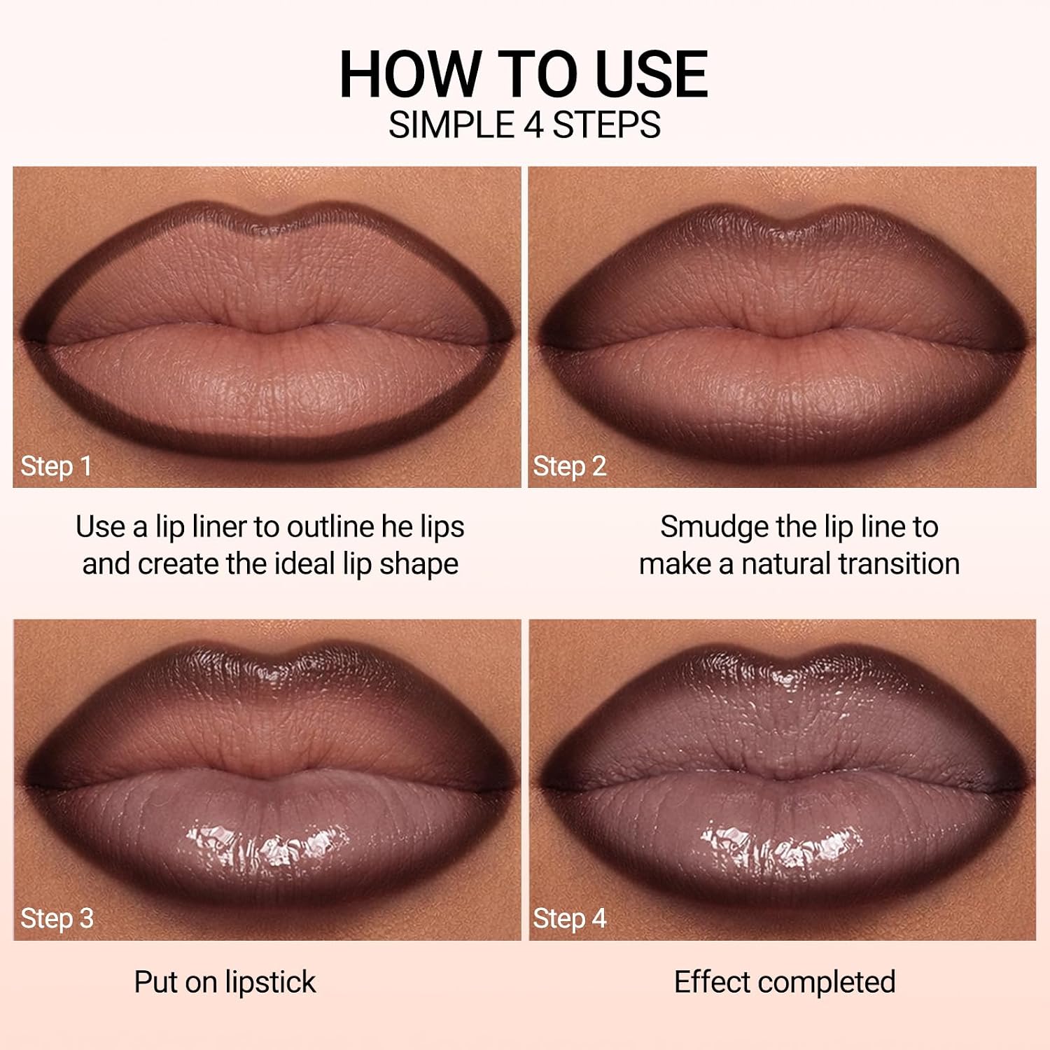 Nourishing Lip Gloss with Brown Lip Liner Lip Combo Sets, Solid Lip Gloss Jelly Lipstick High Shine, Nude Lip Kit