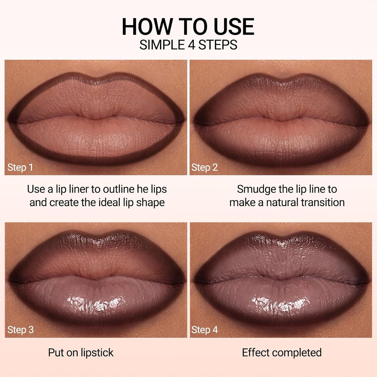 Nourishing Lip Gloss with Brown Lip Liner Lip Combo Sets, Solid Lip Gloss Jelly Lipstick High Shine, Nude Lip Kit