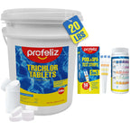 Chlorine Tablets 3 Inch,20lb & Test Strips Kit Exclusive Packaging