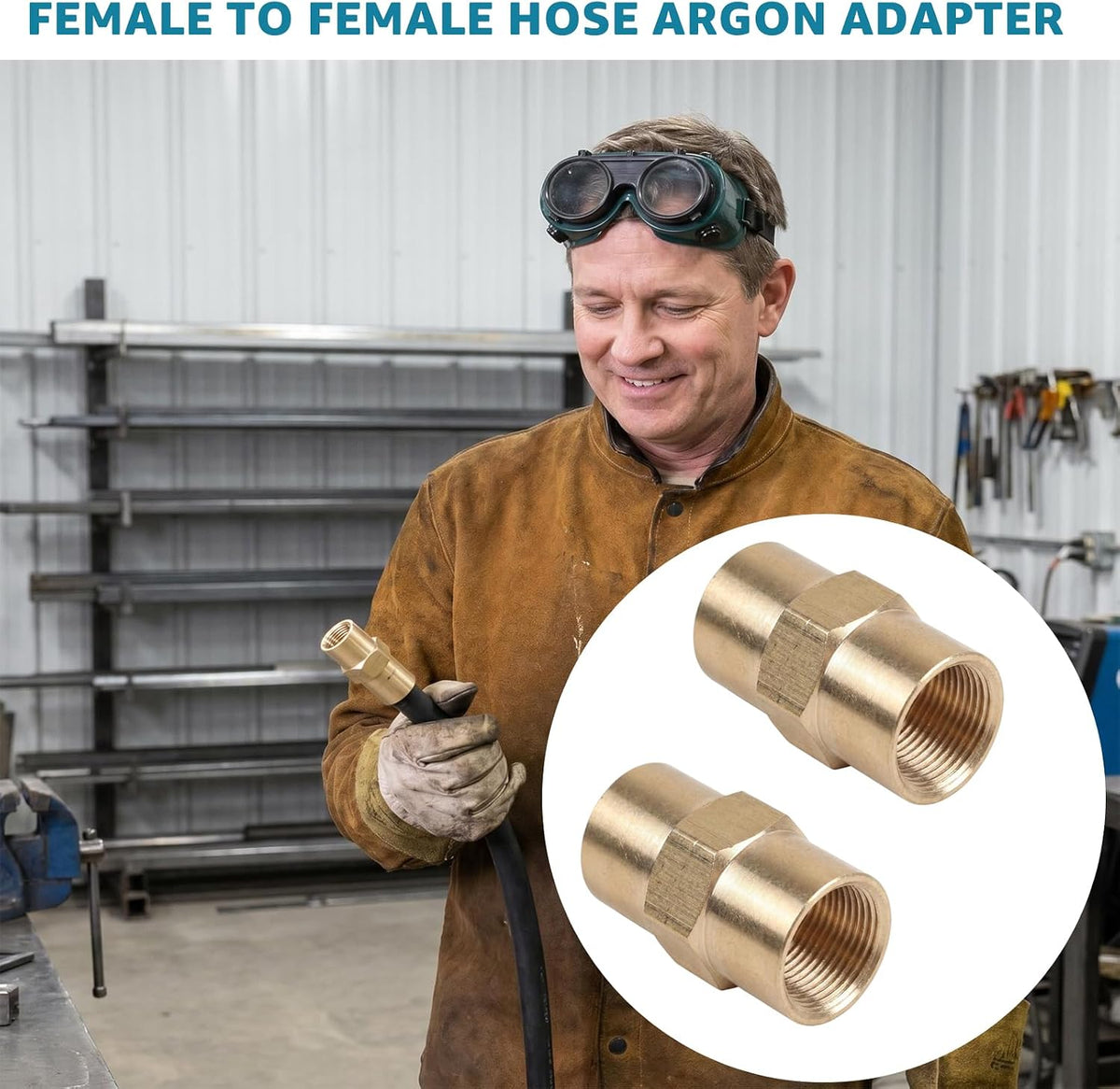 2 Pack Brass Argon Hose Coupling, 5/8 Brass Inert Gas Hose Coupler