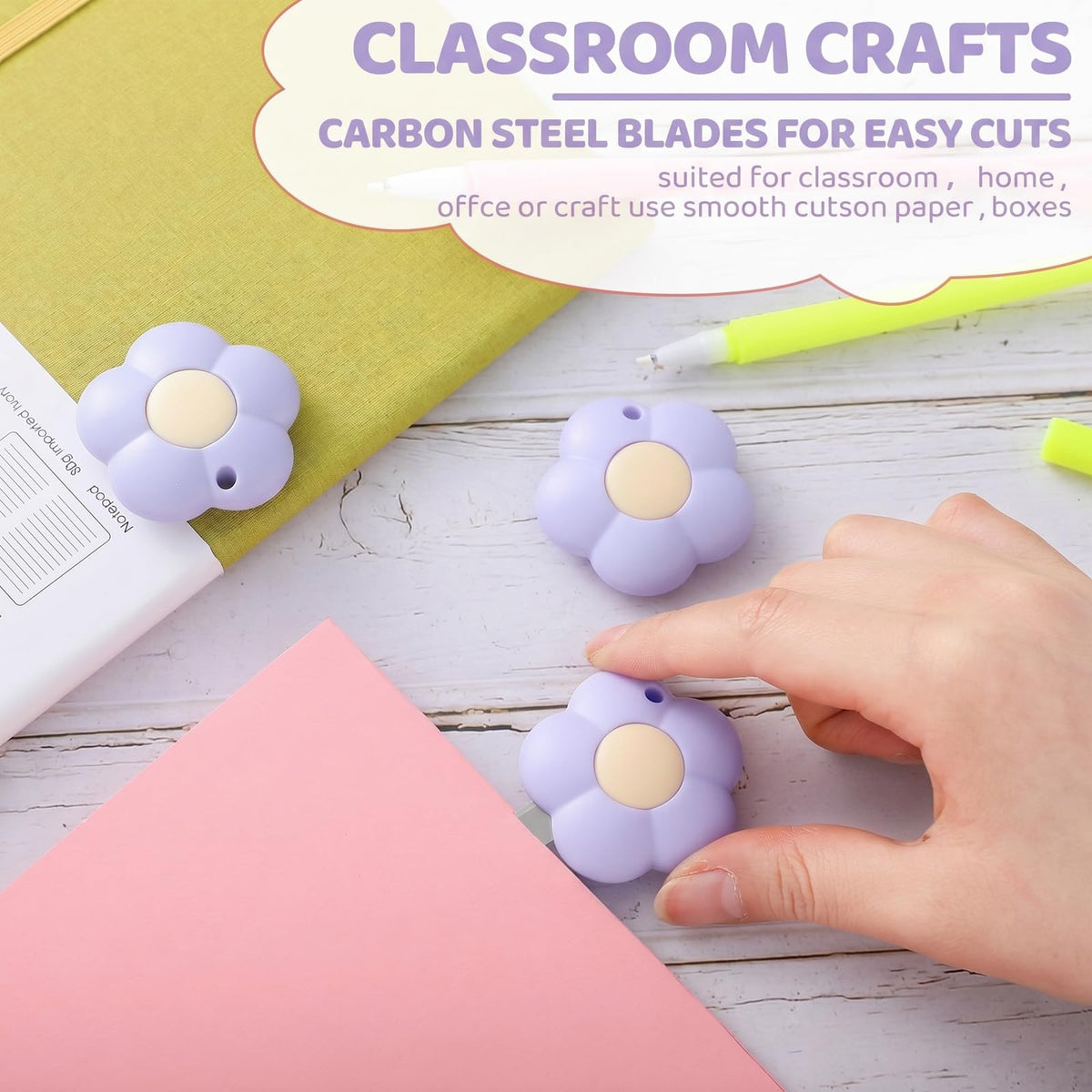 8 Pack Mini Box Cutter Retractable Flower Utility Knife, Purple