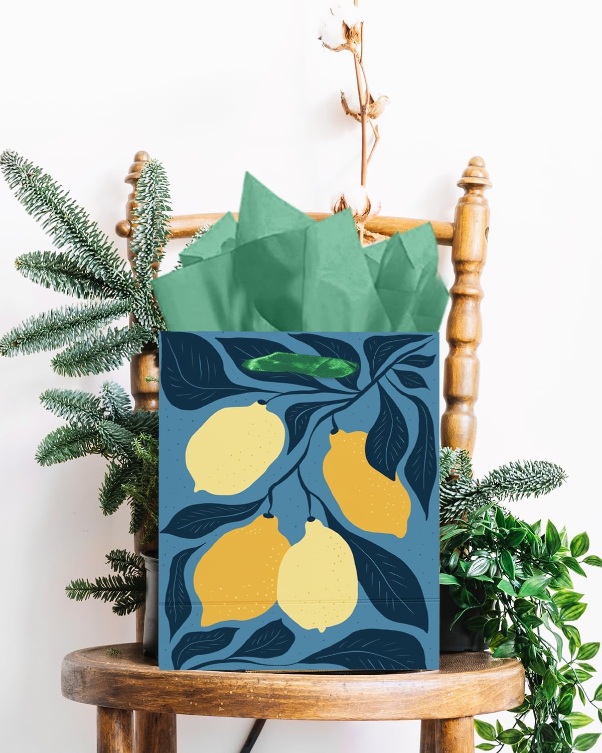 7.9"x4.3"x9.6" 6PCS Clash Flowers Paper Gift Bags with Tissue Paper Handles Medium Size Bags（ Tissue Paper ）