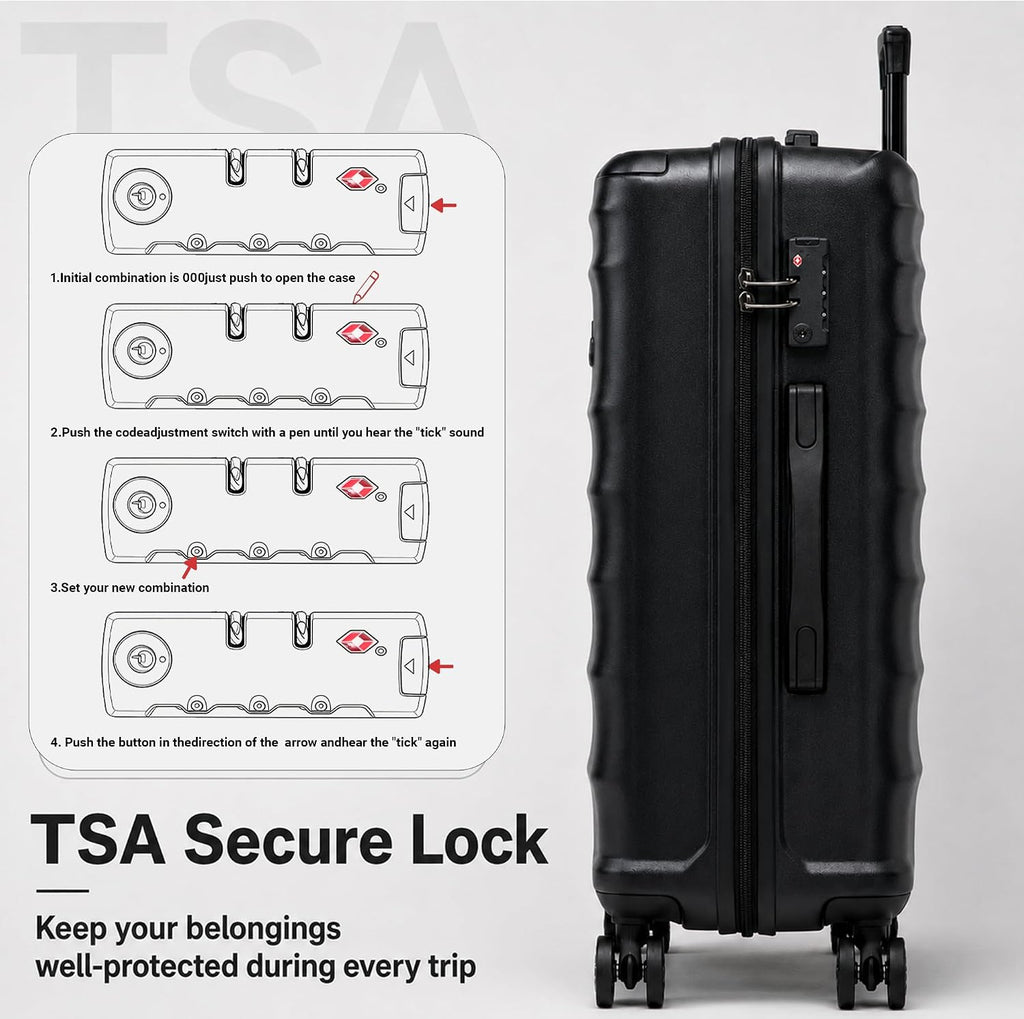 Luggage Sets, 5 Piece Durable Suitcase Set with Spinner Wheels, ABS Hard Shell Lightweight Luggage with TSA Lock