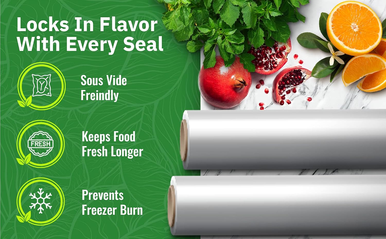 11" x 25' Vacuum Sealer Rolls, 4 Pack | 15% THICKER Embossing | Compatible with FoodSaver Machines, BPA Free
