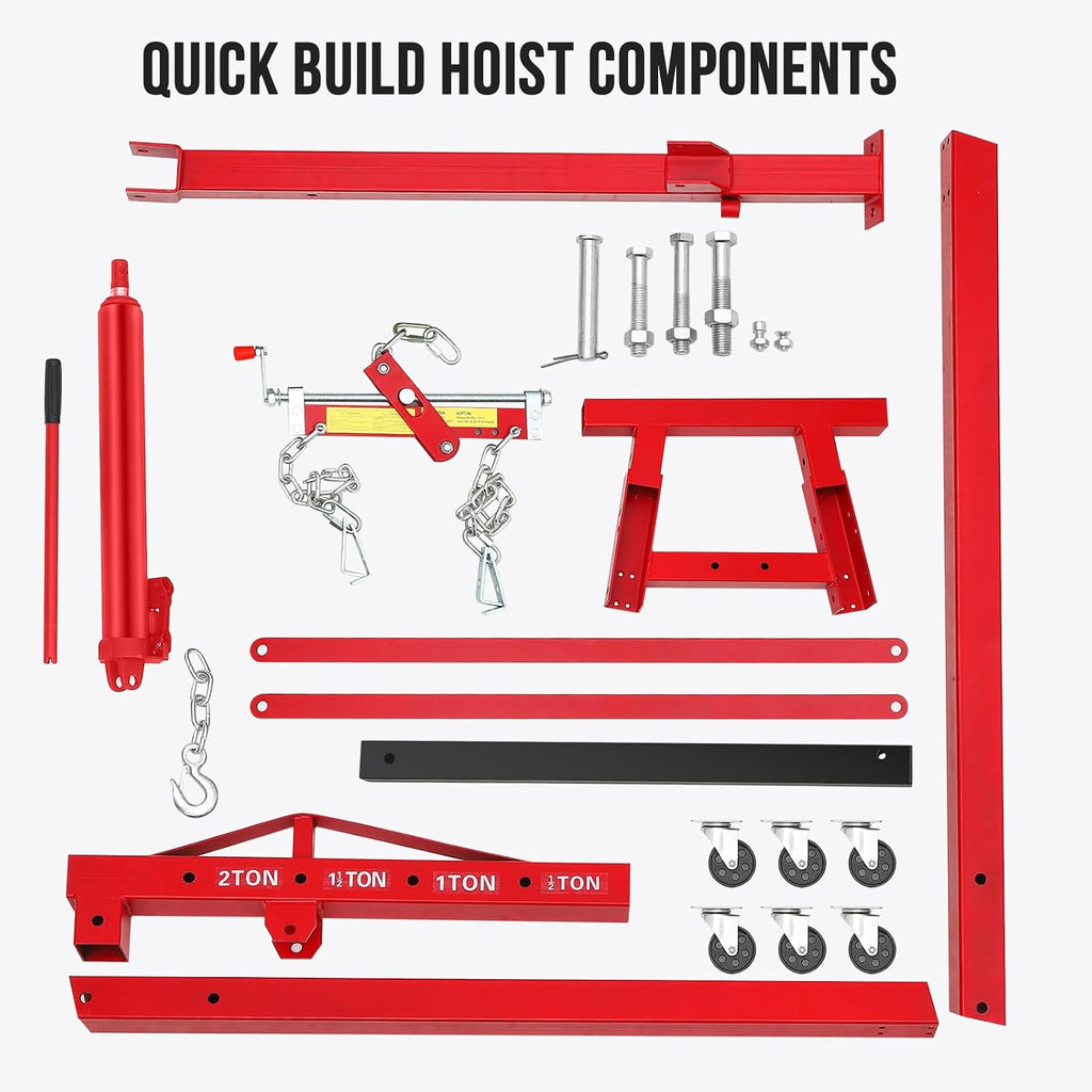 2-Ton Folding Engine Hoist with Leveler, 4400 Lbs Capacity