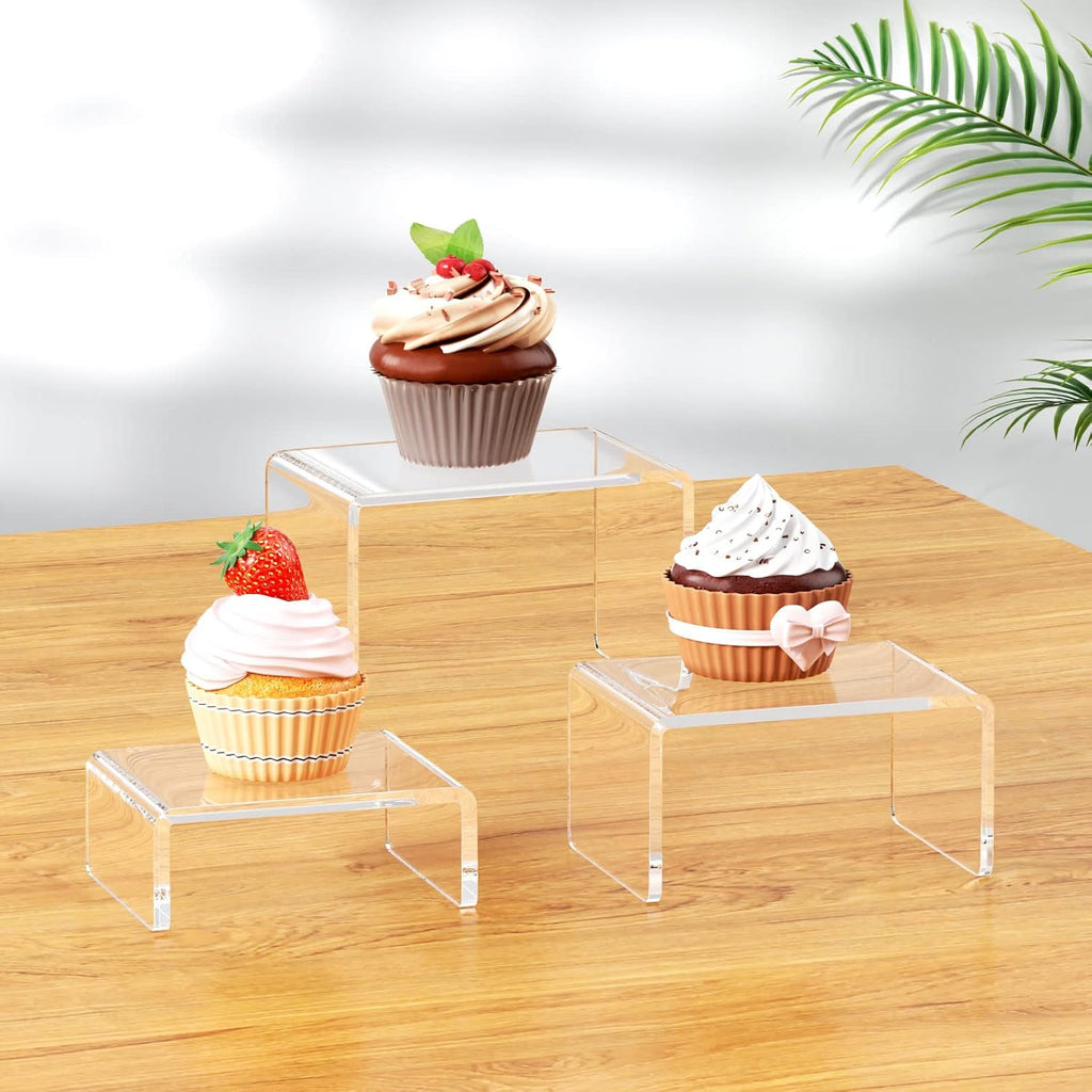 Acrylic Risers Display Stand 2 Set, Clear Display Risers Shelf,3x3x4 | Acrylic Risers Stand Shelves for Funko Pop